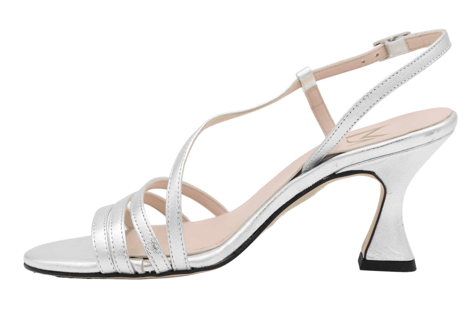 Marian Silver 3 Strap Sling Back Low-Heel Sandal