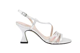 Marian Silver 3 Strap Sling Back Low-Heel Sandal