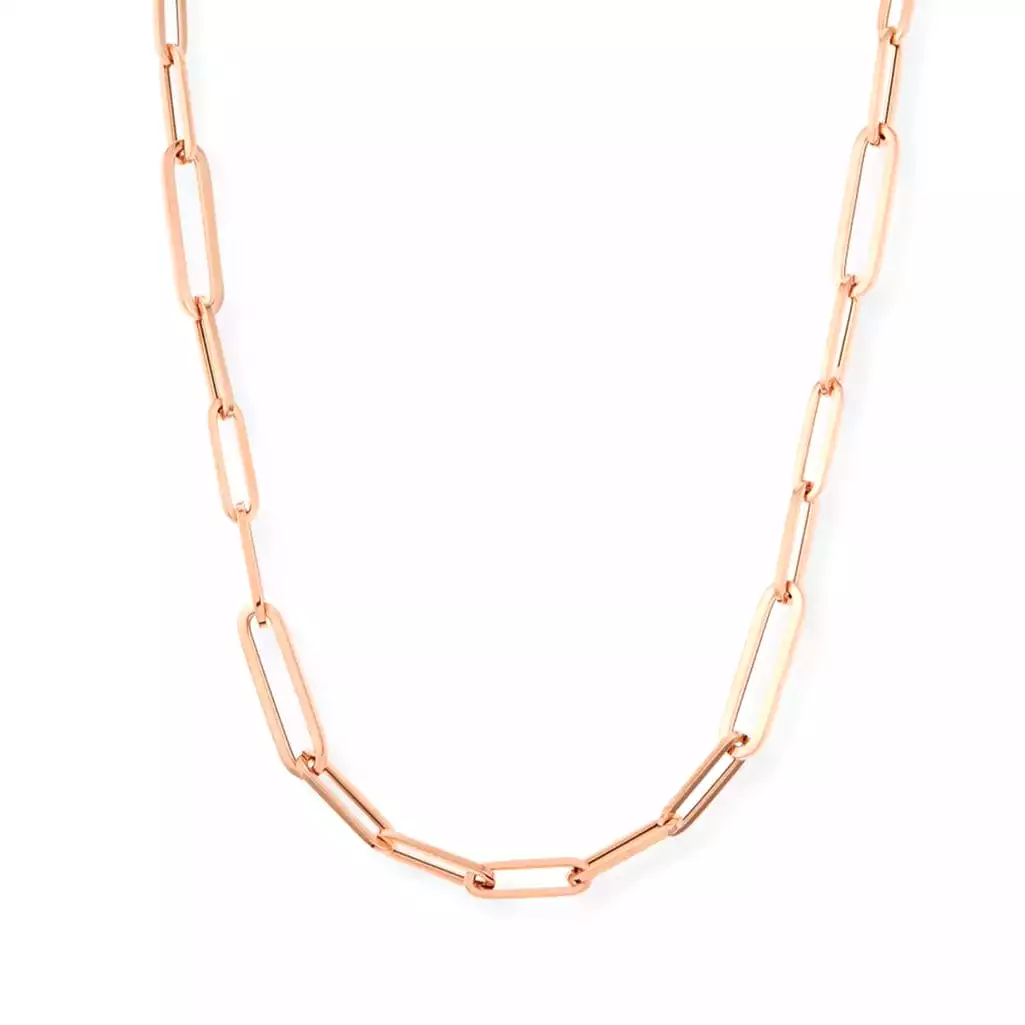 Medium 14K Gold Paper Clip Necklace 3.1mm-No Clasp