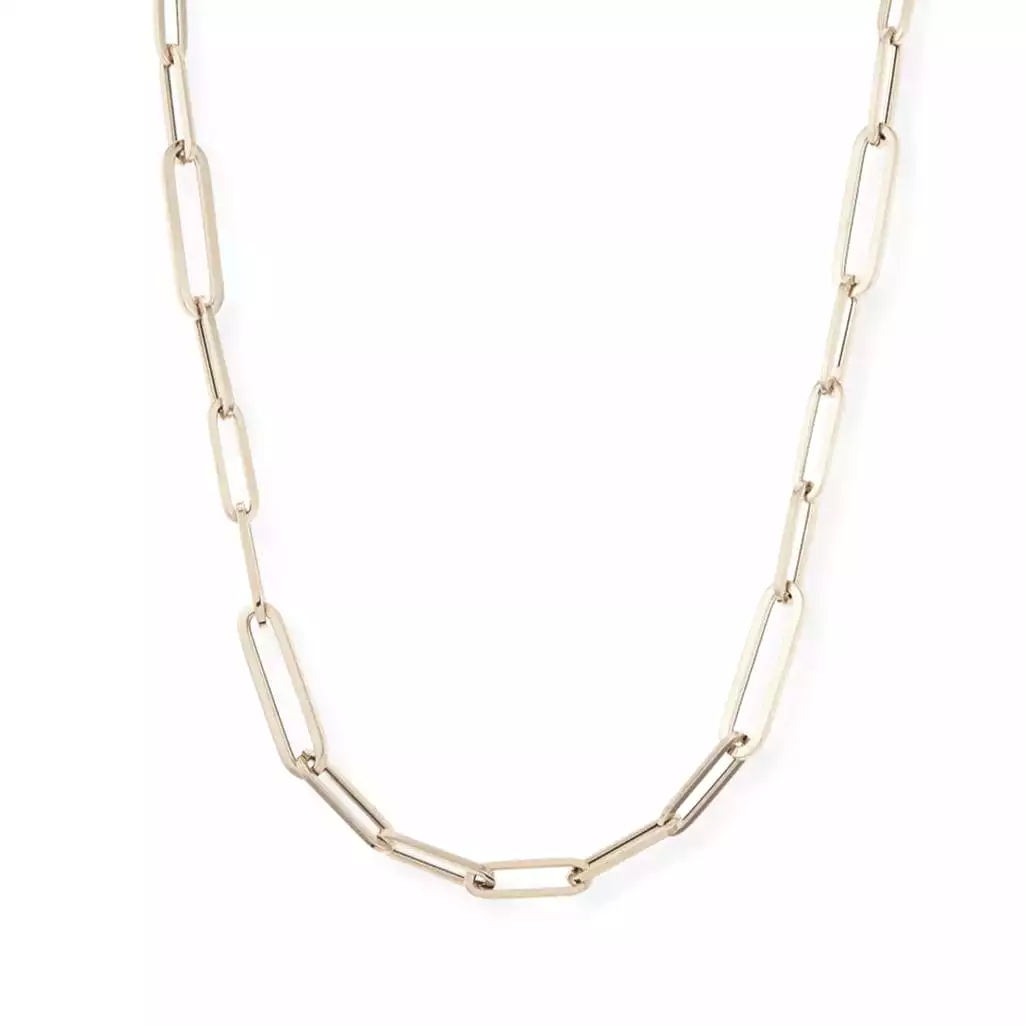 Medium 14K Gold Paper Clip Necklace 3.1mm-No Clasp