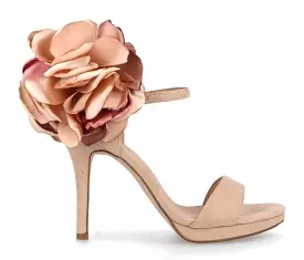 MENBUR Nude suede sandal with corsage