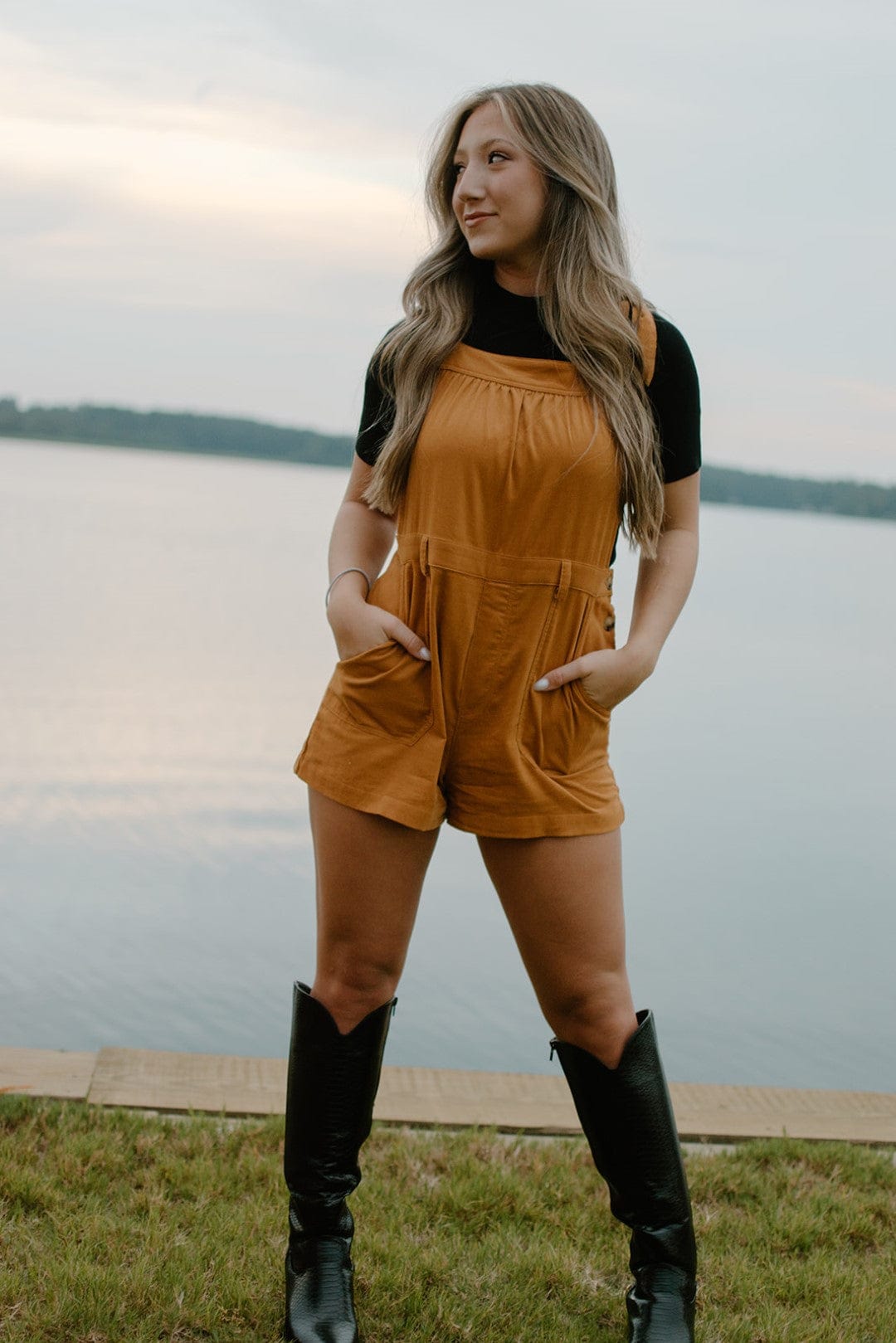 Mustard Corduroy Overall Romper