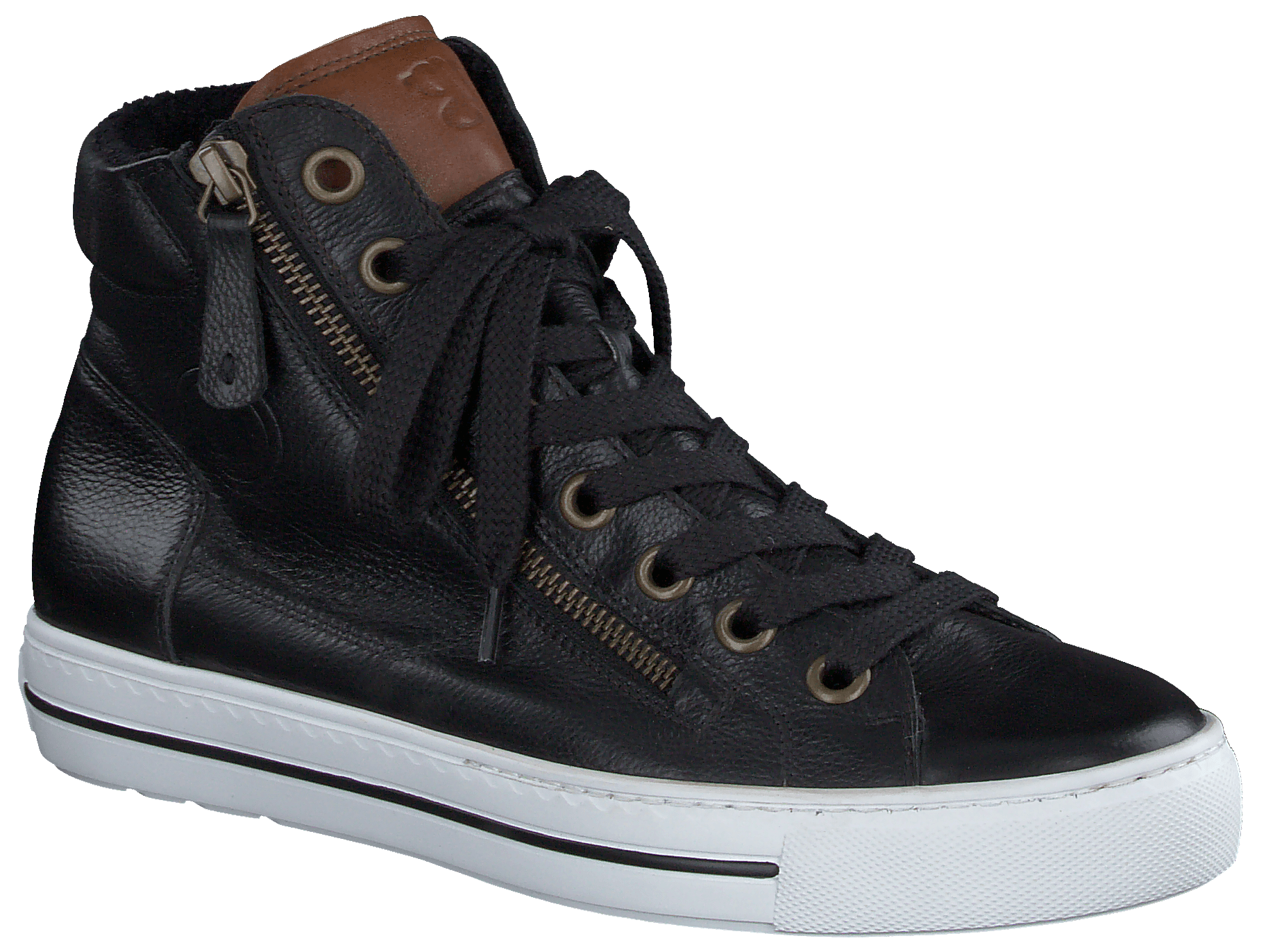 PAUL GREEN 4024 Black Leather High Top Trainer