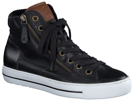 PAUL GREEN 4024 Black Leather High Top Trainer