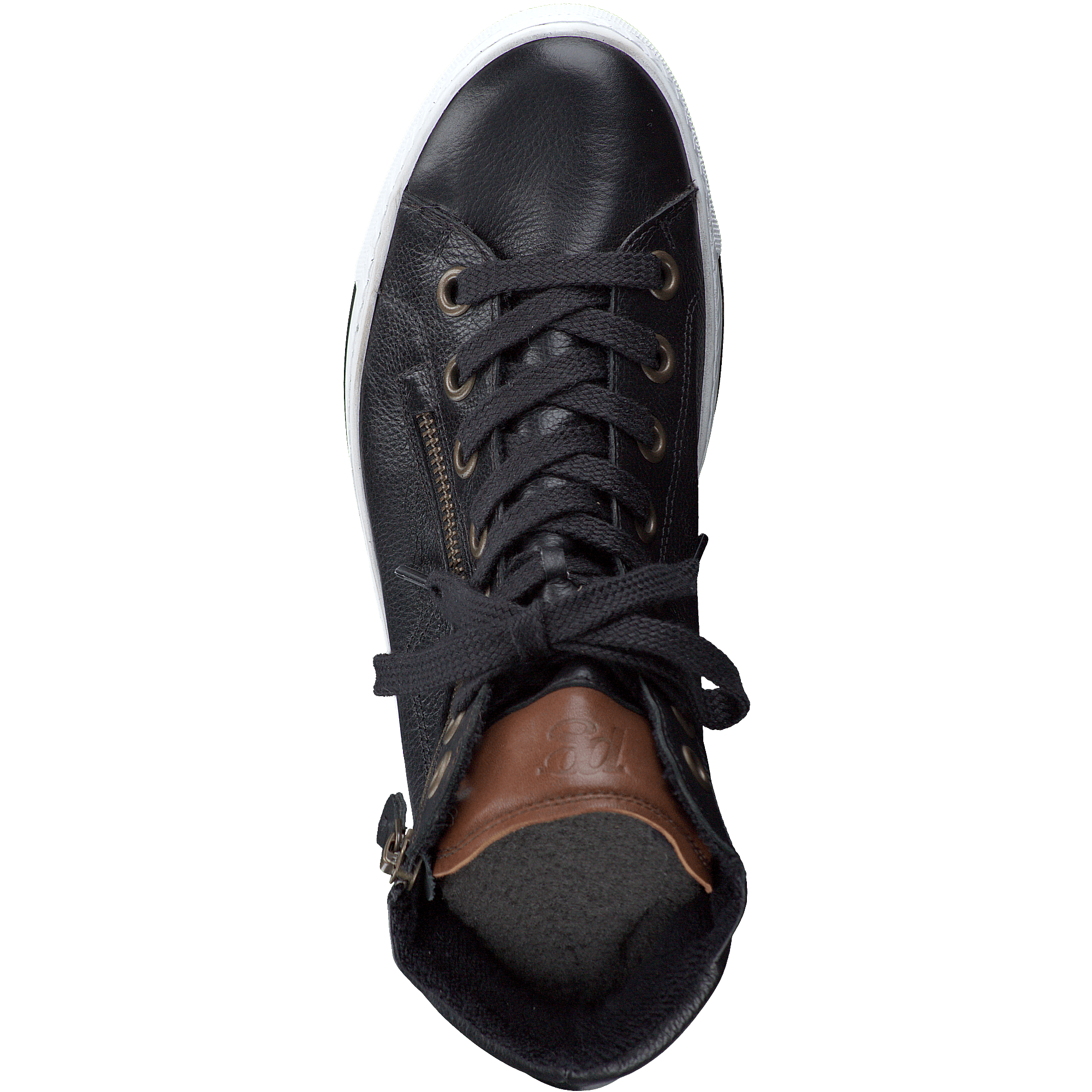 PAUL GREEN 4024 Black Leather High Top Trainer