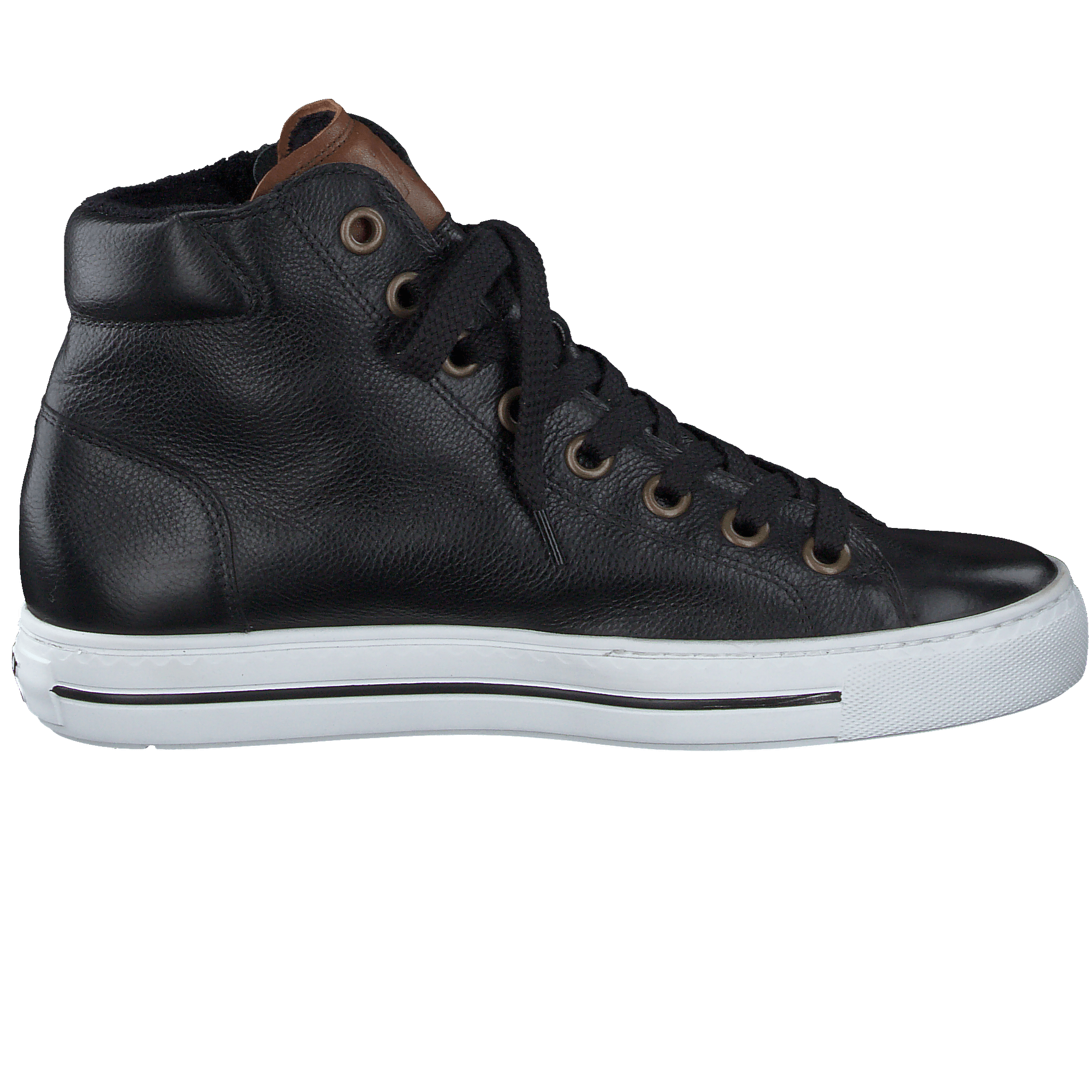 PAUL GREEN 4024 Black Leather High Top Trainer