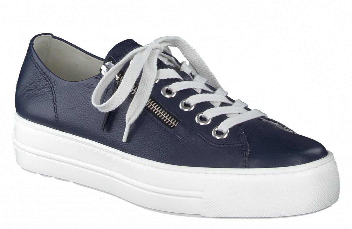 PAUL GREEN 5006 Navy leather chunky sole trainer