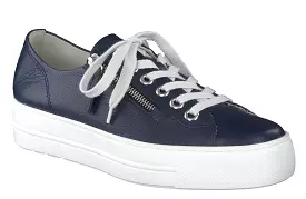 PAUL GREEN 5006 Navy leather chunky sole trainer