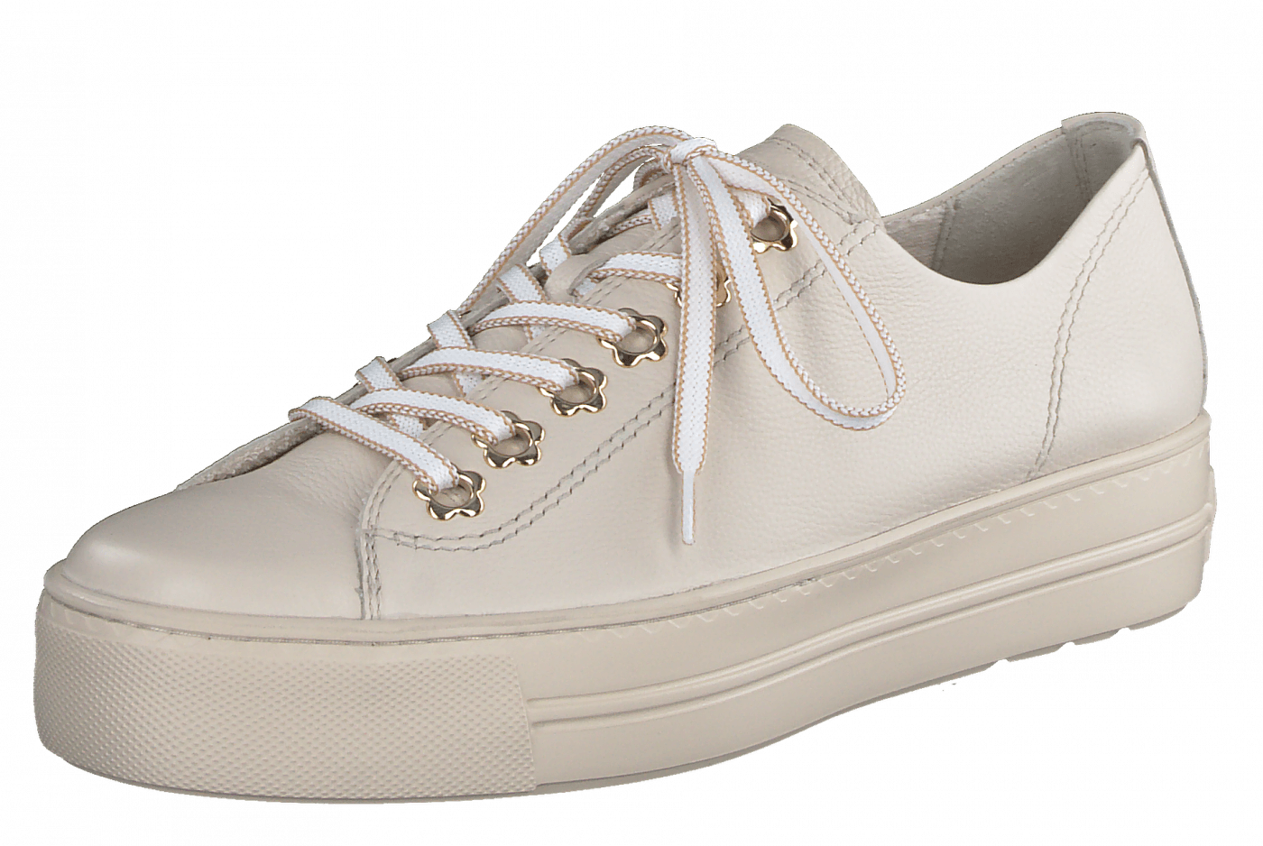 PAUL GREEN 5113 Cream leather platform trainer