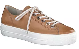 PAUL GREEN 5113 Tan leather platform trainer