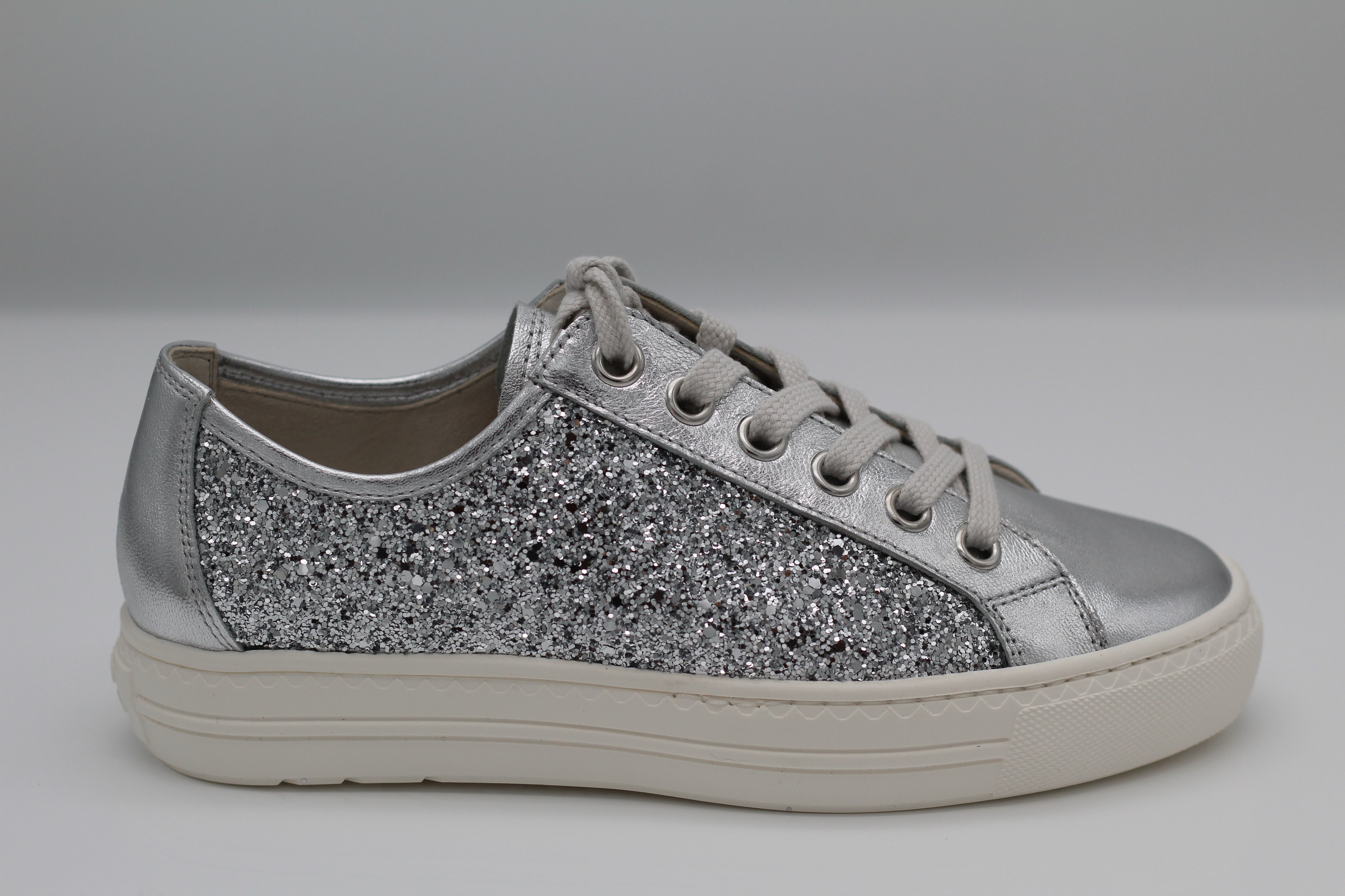 PAUL GREEN Silver Sequins Trainer 5242