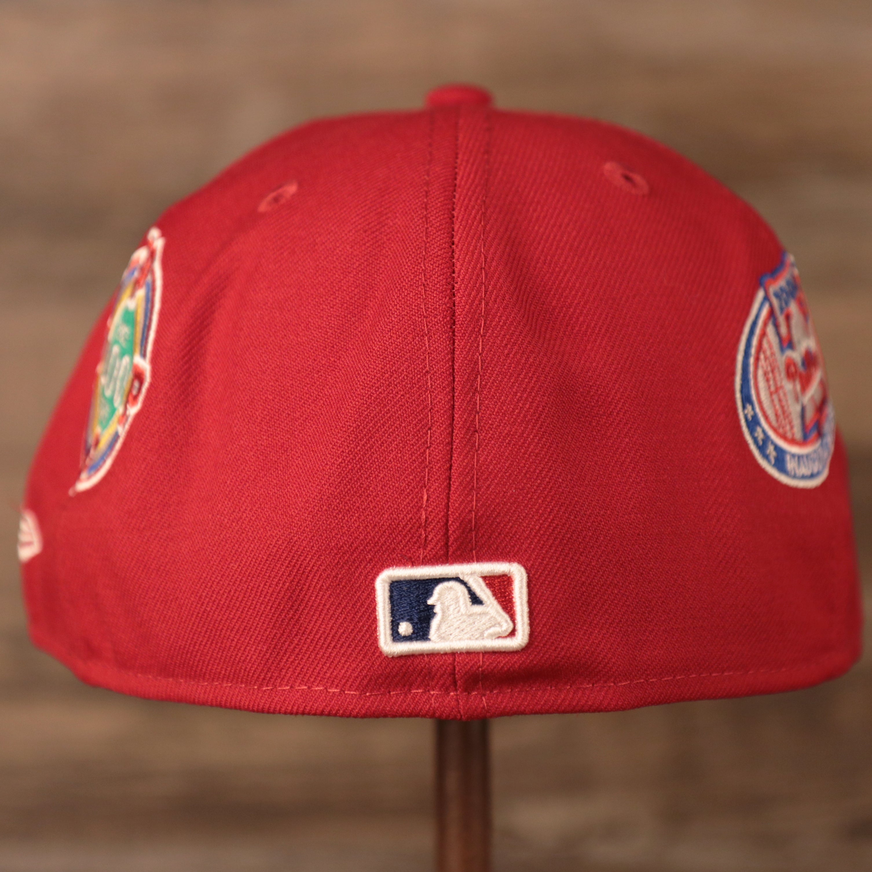 Phillies Red World Champ All Over Patch Floral Fitted Cap | Phillies All Over Embroidered Floral Patch Grey Bottom Brim 59fifty