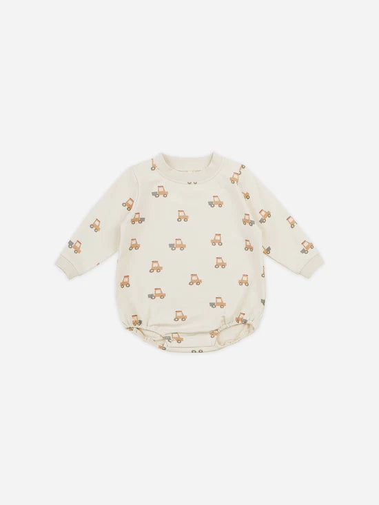 Quincy Mae - Crewneck Bubble Romper - Tractors