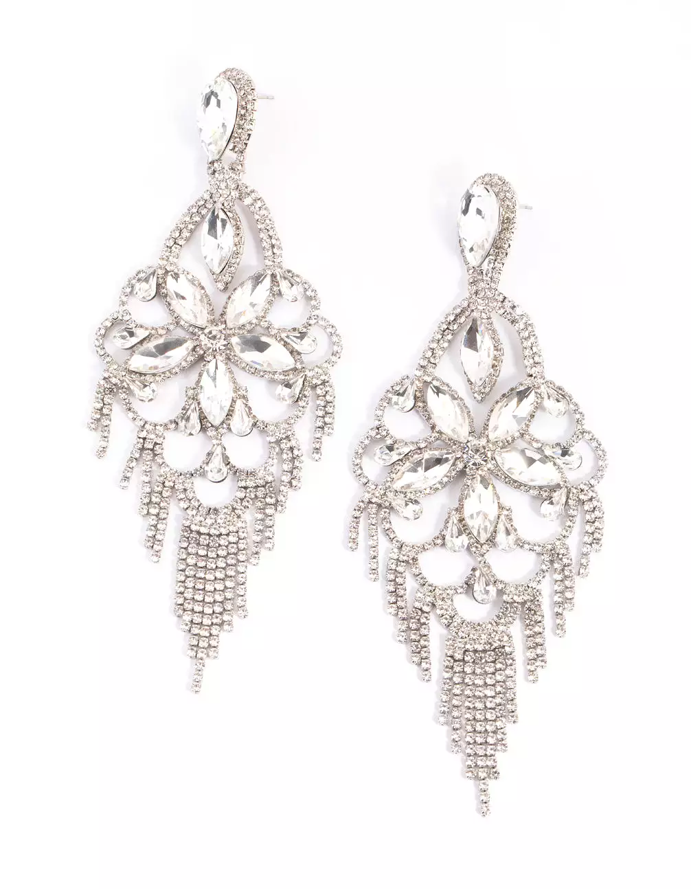 Rhodium Diamante Statement Earrings