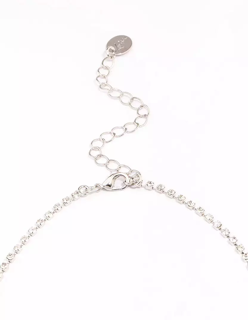 Rhodium Vintage Diamante Drop Jewellery Set