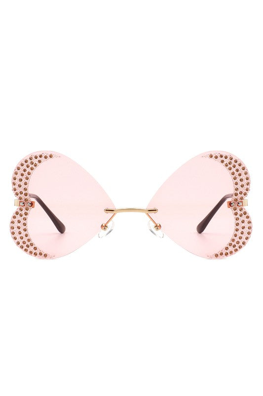 Rimless Butterfly Tinted Fashion Women Sunglasses