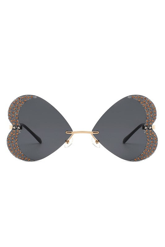 Rimless Butterfly Tinted Fashion Women Sunglasses