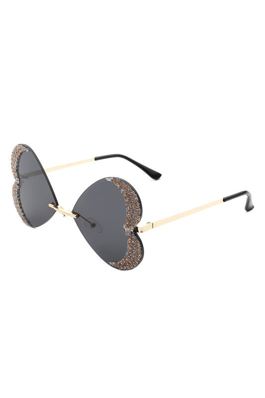 Rimless Butterfly Tinted Fashion Women Sunglasses