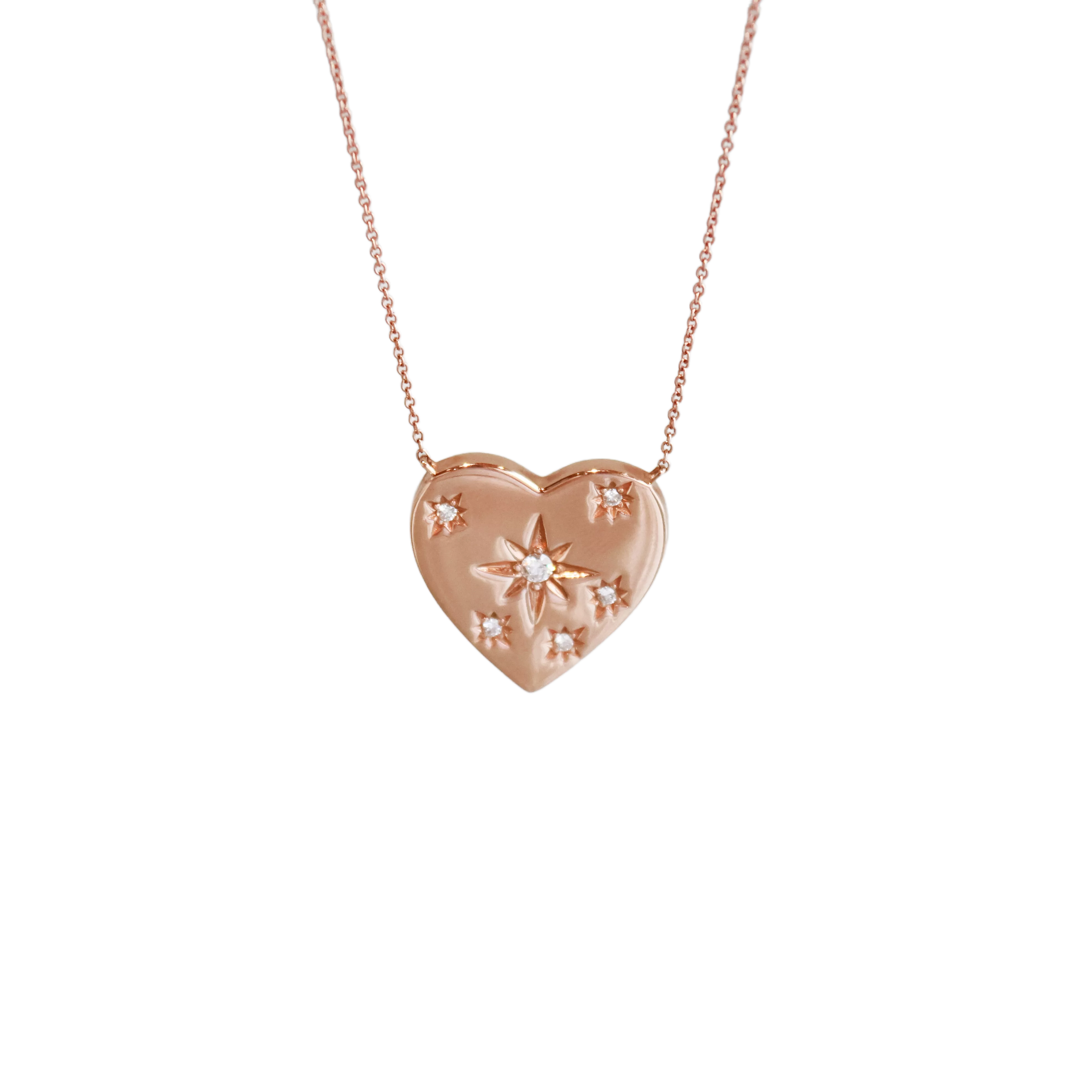 Rose Gold Large Diamond Heart Necklace