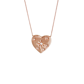 Rose Gold Large Diamond Heart Necklace