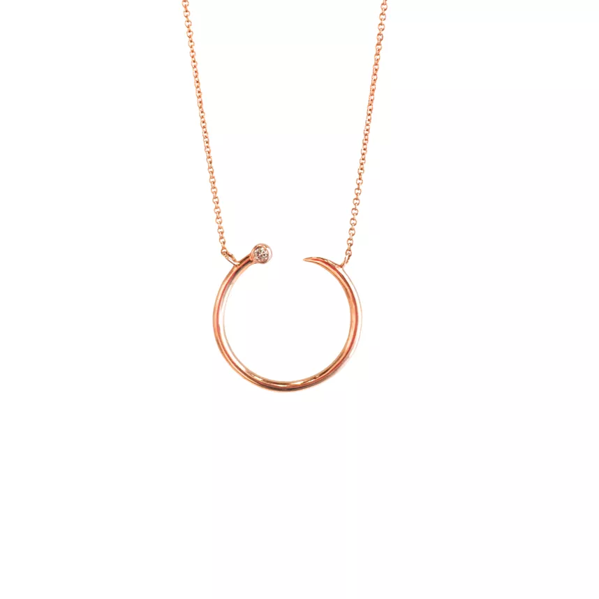 Rose Gold Open Circle Diamond Necklace