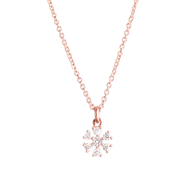 Rose Gold Prong Set Diamond Flower Necklace