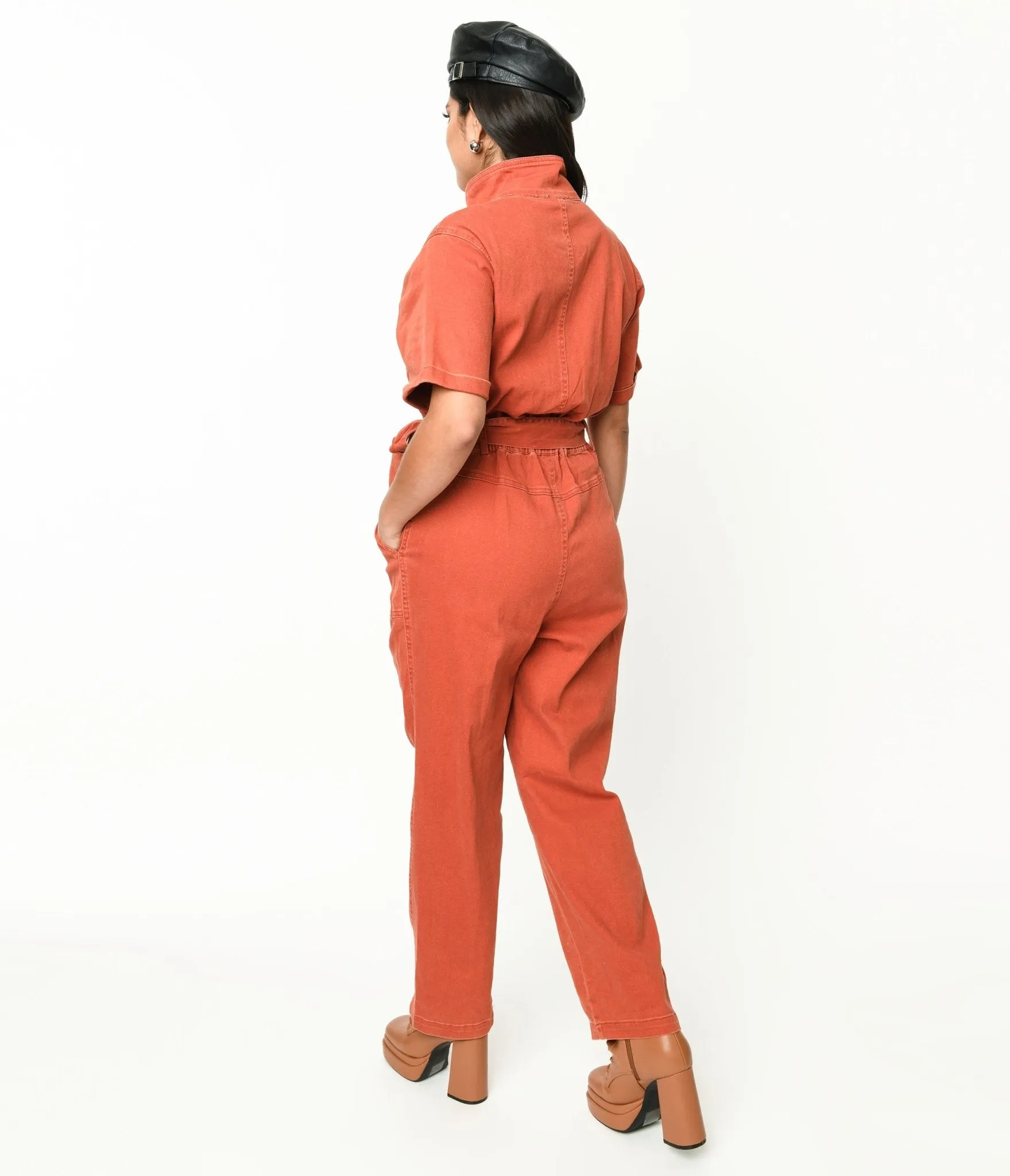 Rust Denim Utility Jumpsuit