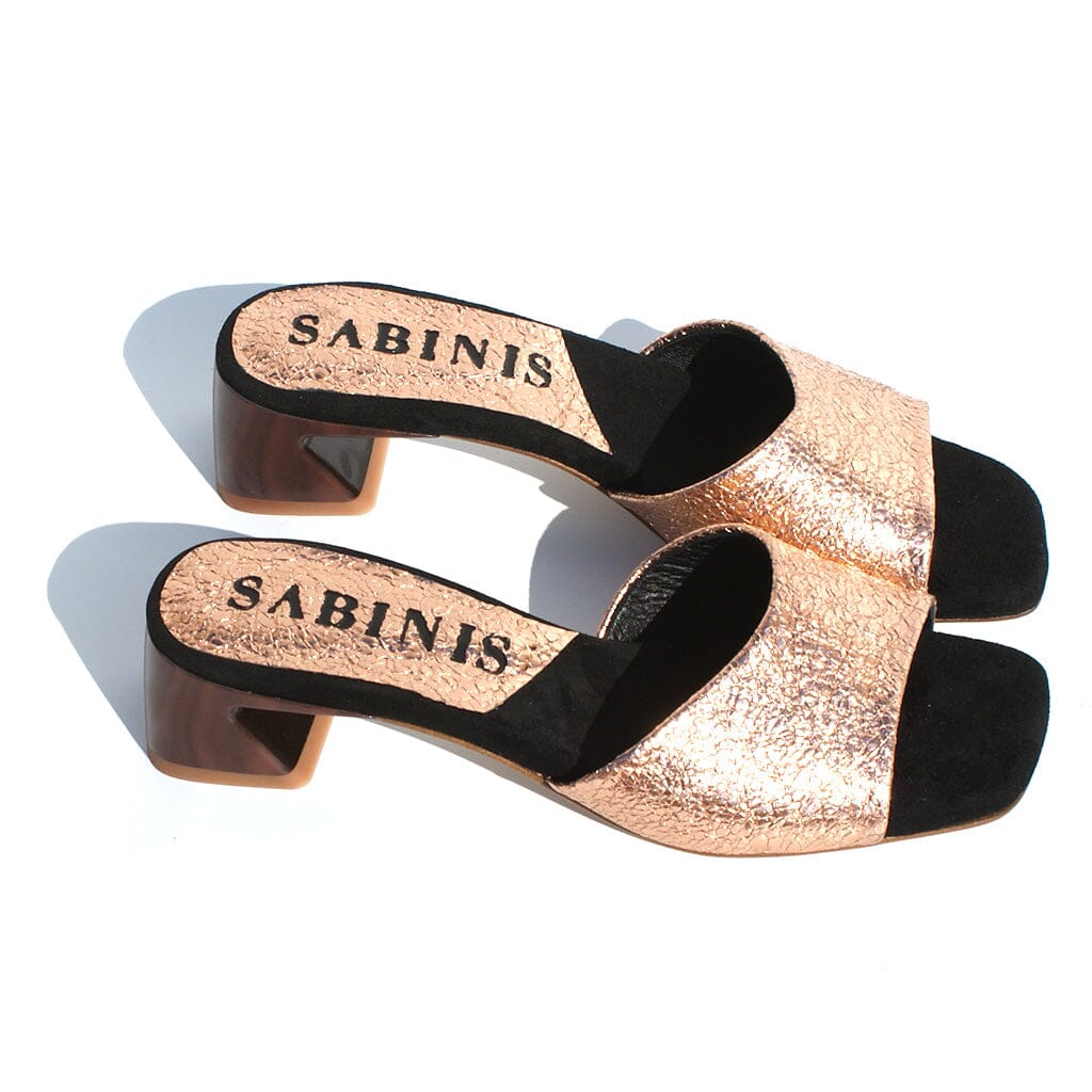 Sandalias de tacón ancho piel metalizada cobre - Sabinis Essential