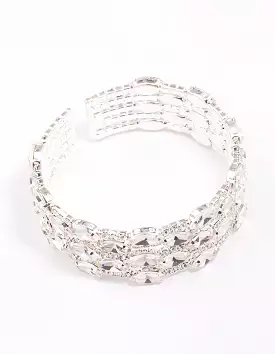 Silver Large Diamante Oval Wrist Cuff