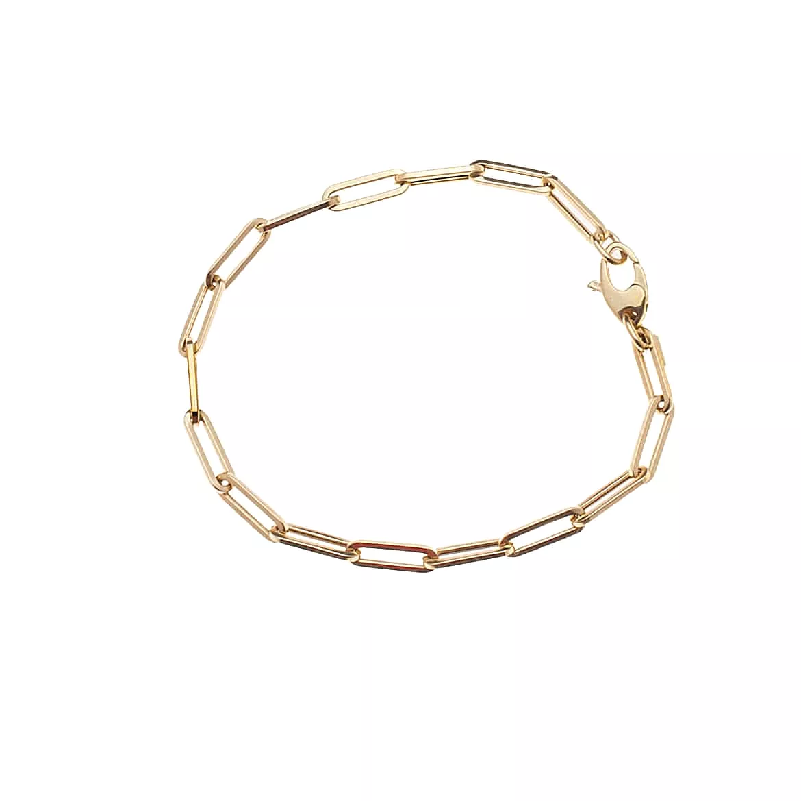 Small 14K Gold Paper Clip Link Bracelet, no clasp