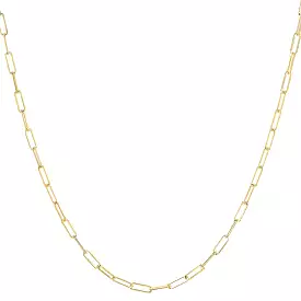 Small 14K Gold Paper Clip Necklace 2.0mm-No Clasp