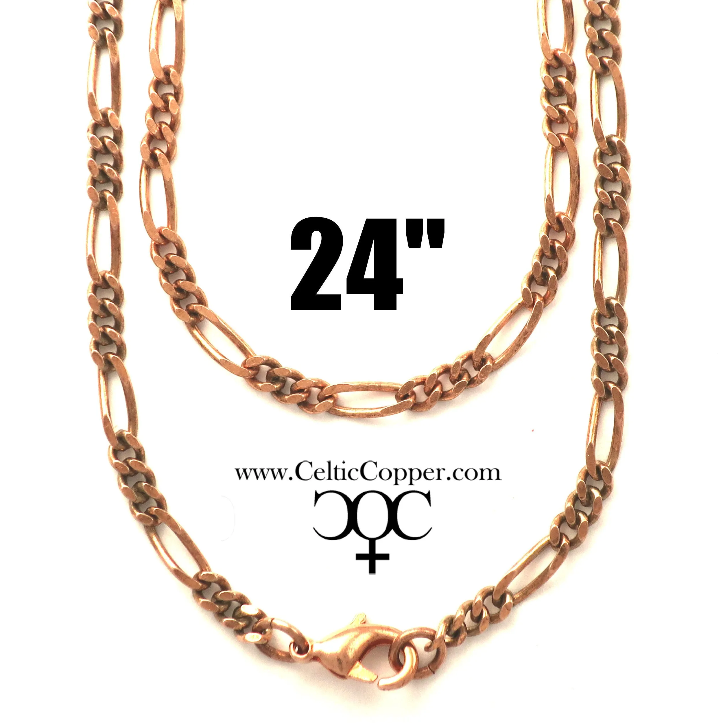 Solid Copper Necklace Chain Fine Copper Figaro Chain Necklace NC41 Italian Style Figaro Solid Copper Chain Necklace 24 Inch Chai