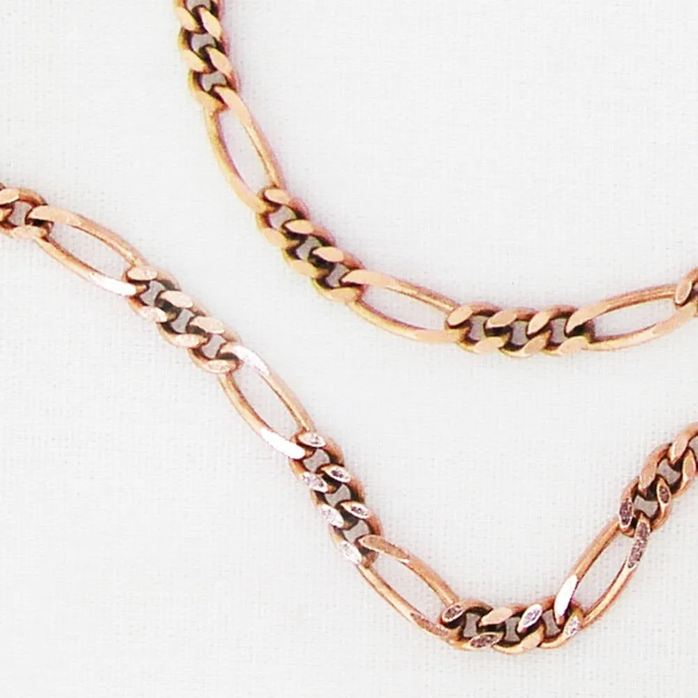 Solid Copper Necklace Chain Fine Copper Figaro Chain Necklace NC41 Italian Style Figaro Solid Copper Chain Necklace 24 Inch Chai