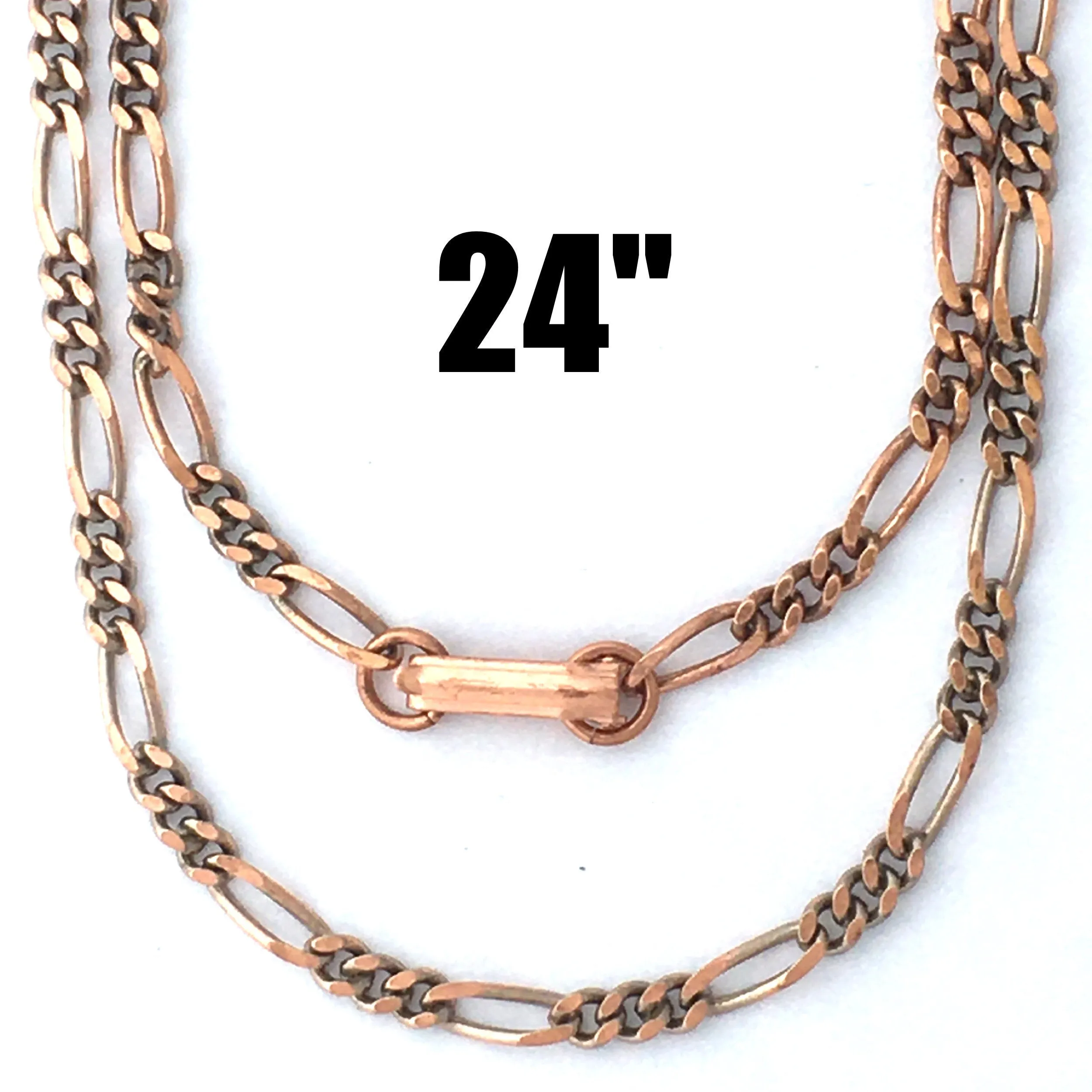 Solid Copper Necklace Chain Fine Copper Figaro Chain Necklace NC41 Italian Style Figaro Solid Copper Chain Necklace 24 Inch Chai