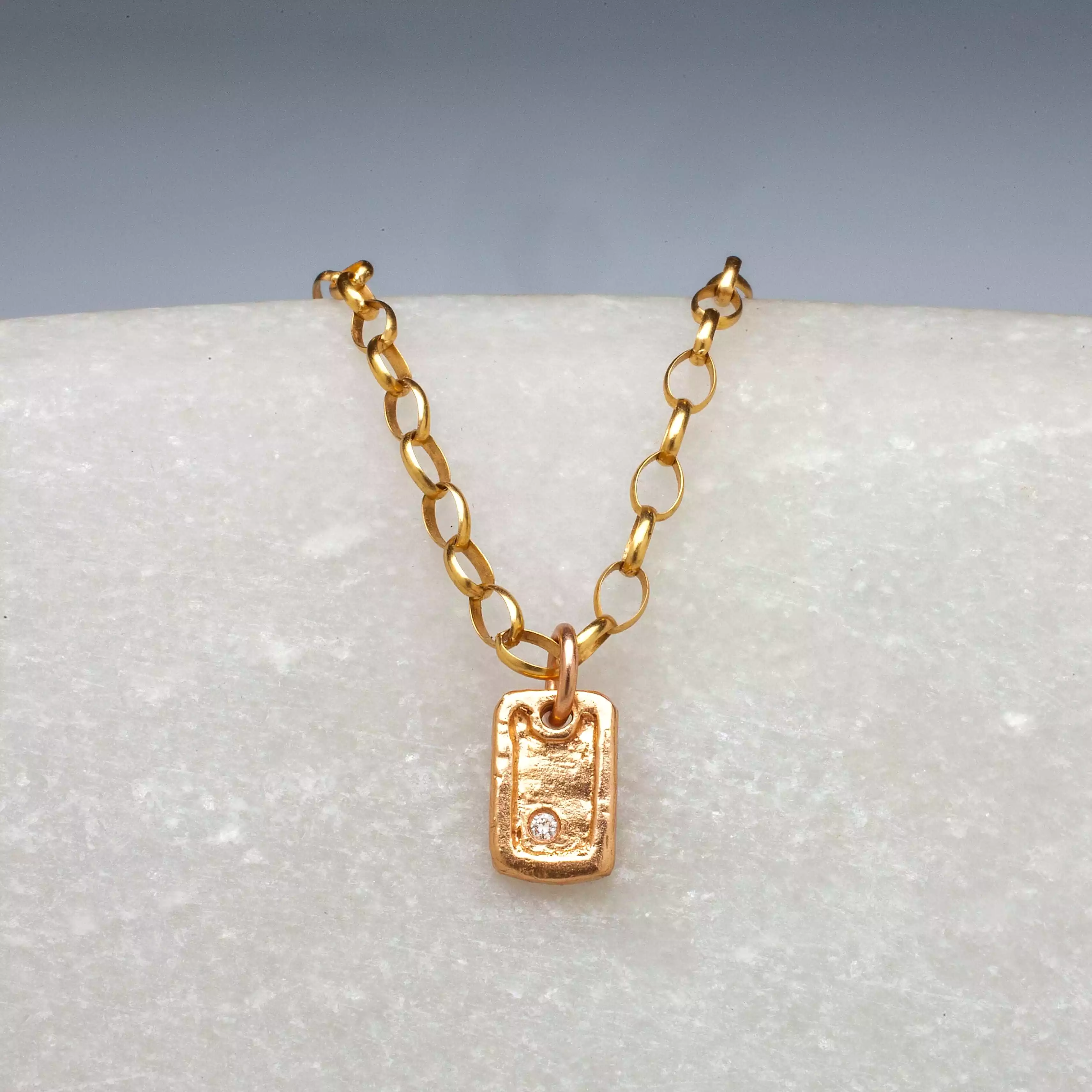 Solid Gold Dog Tag with Diamonds Signature Piece