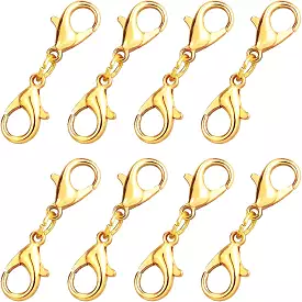 Spring 8 Pcs Double Lobster Clasp Extender Gold Silver Lobster Claw Clasps Bracelet