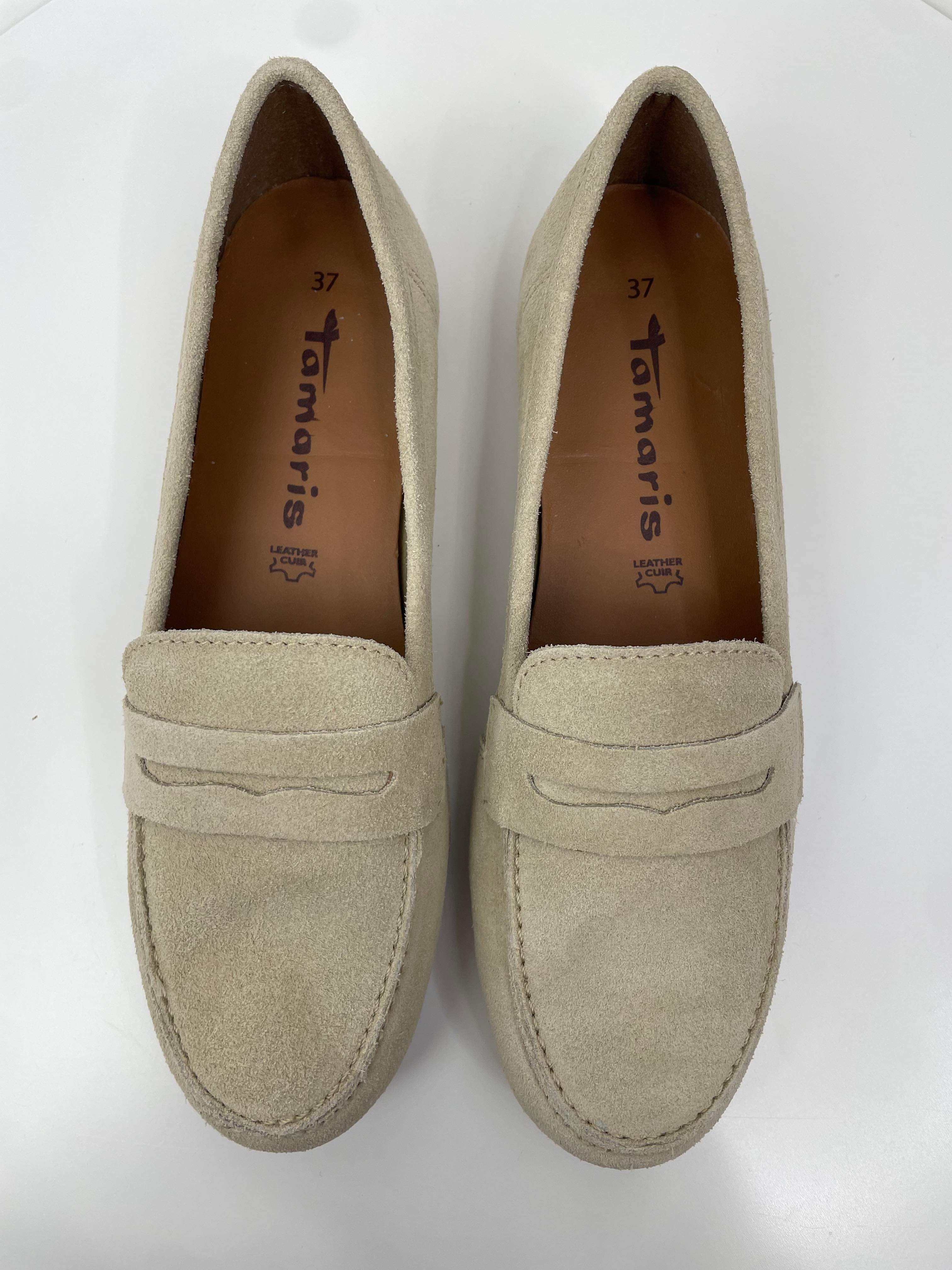 Tamaris Suede Loafers - Cream