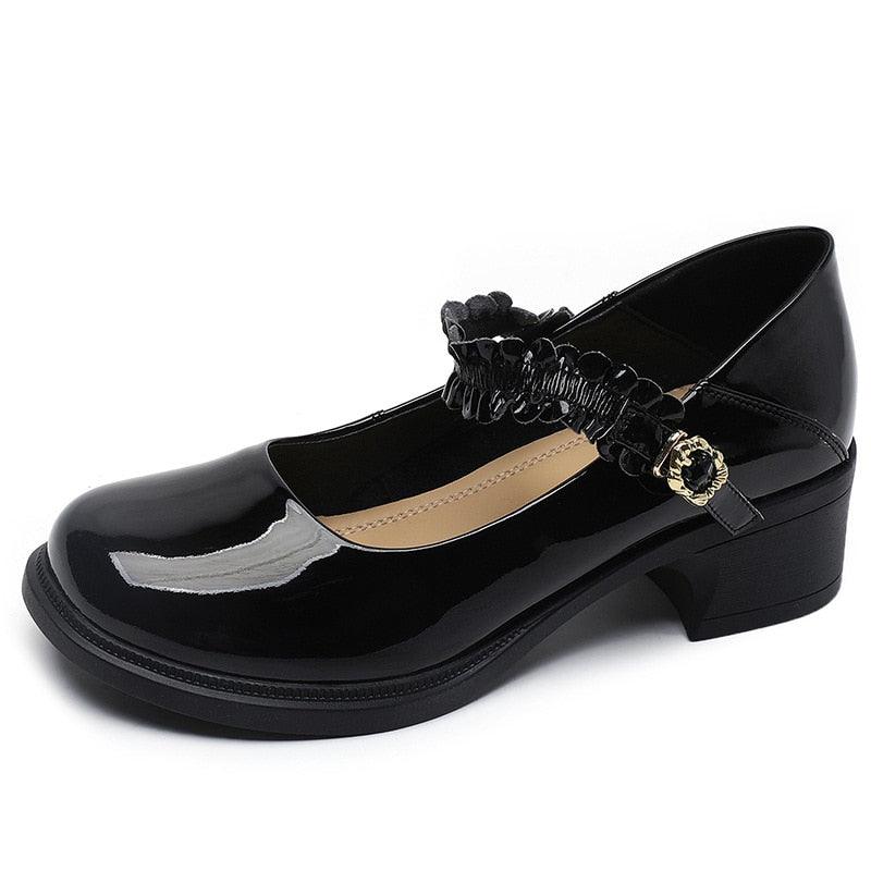 TL229 Women's Casual Shoes: Patent Leather with Thick Soles and High Heels