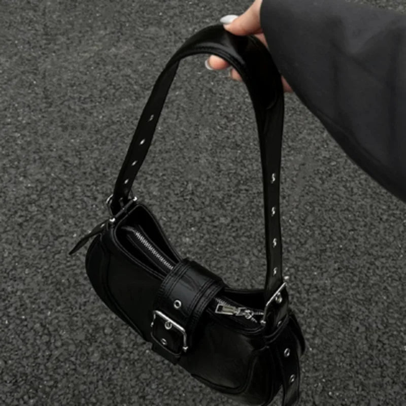 Vintage Half-moon Bags Casual Shoulder Bags Women's Fashion Handbags Luxury Buckle