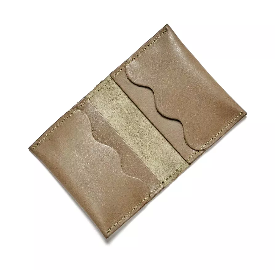 Wave Leather Card Holder - Olive