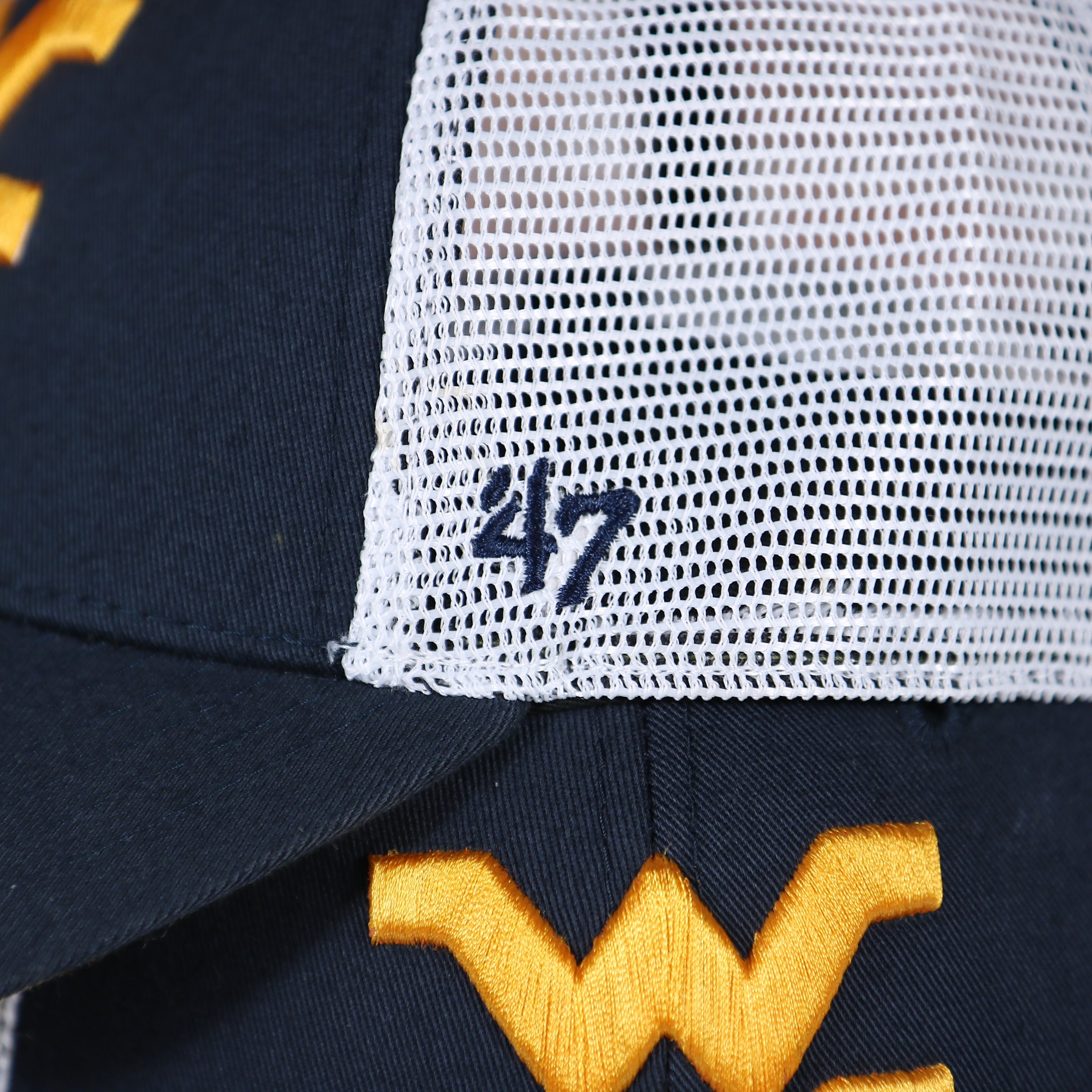 West Virginia Mountaineers MVP Yellow Bottom Trucker Cap | Navy/White | OSFM