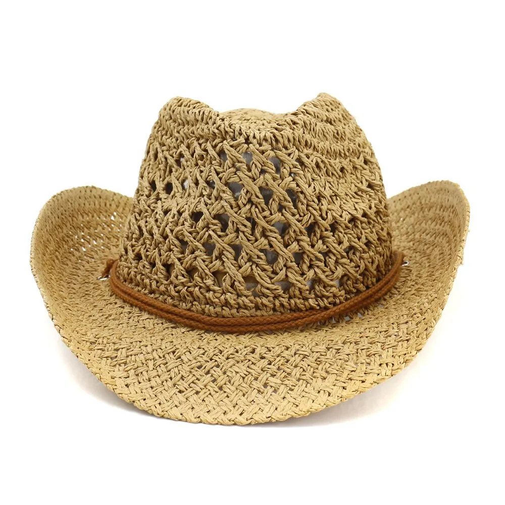 Western Cowboy Handmade Straw Hat Top Hat Women's Outdoor Beach Hat Sun Visor Sun Protection