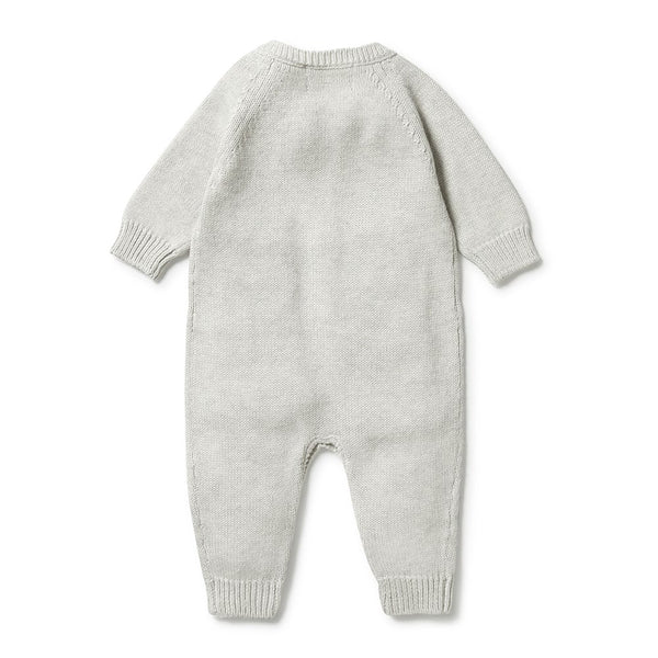 Wilson & Frenchy Knitted Button Growsuit - Grey Melange