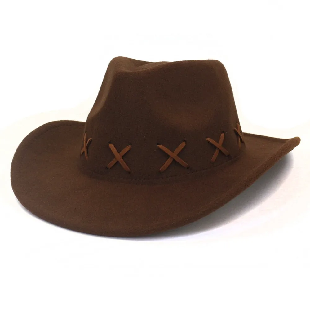 Winter Western Roll-Up Brim Jazz Cowboy Hat for Men and Women