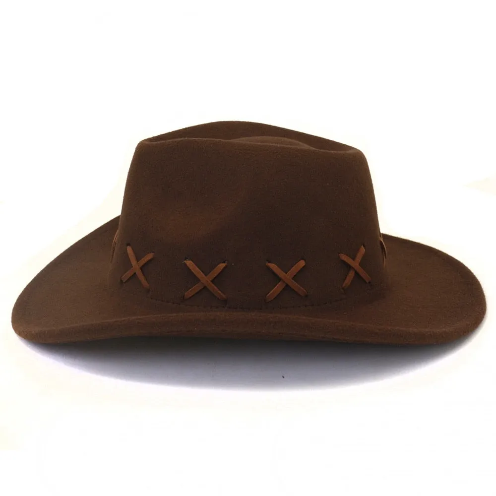 Winter Western Roll-Up Brim Jazz Cowboy Hat for Men and Women