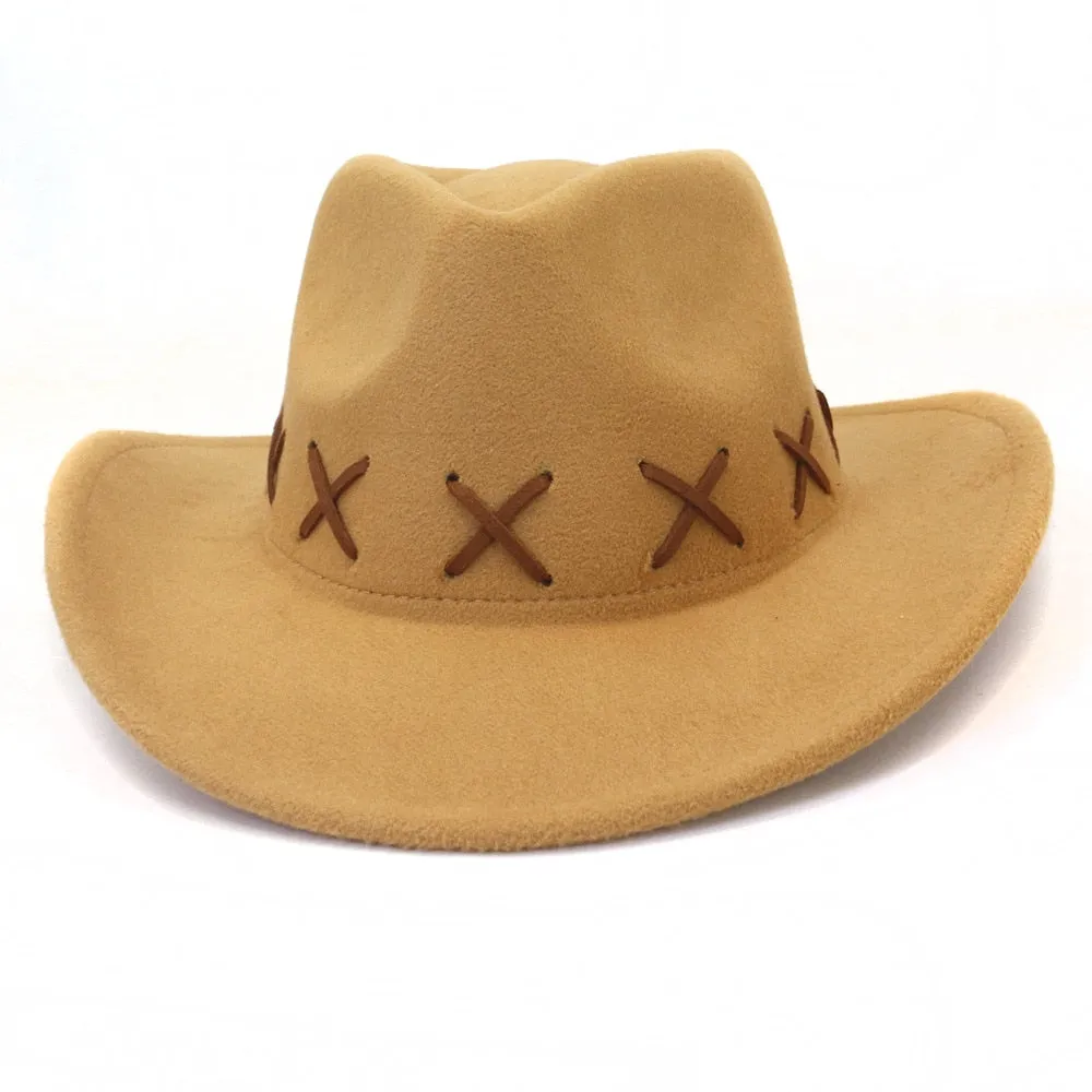 Winter Western Roll-Up Brim Jazz Cowboy Hat for Men and Women