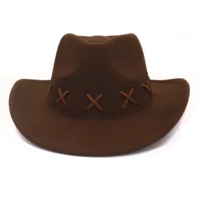 Winter Western Roll-Up Brim Jazz Cowboy Hat for Men and Women