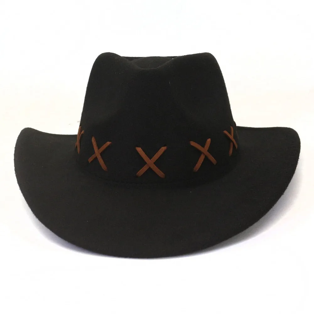 Winter Western Roll-Up Brim Jazz Cowboy Hat for Men and Women