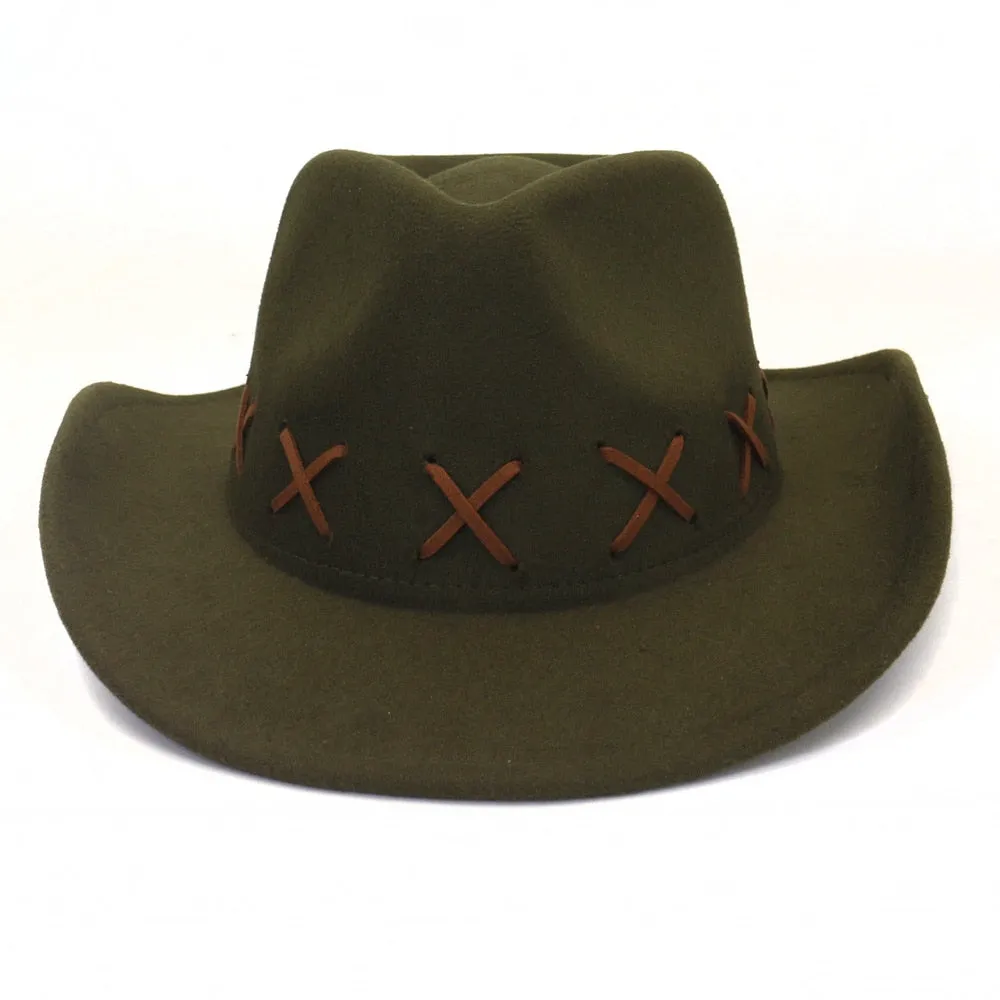 Winter Western Roll-Up Brim Jazz Cowboy Hat for Men and Women