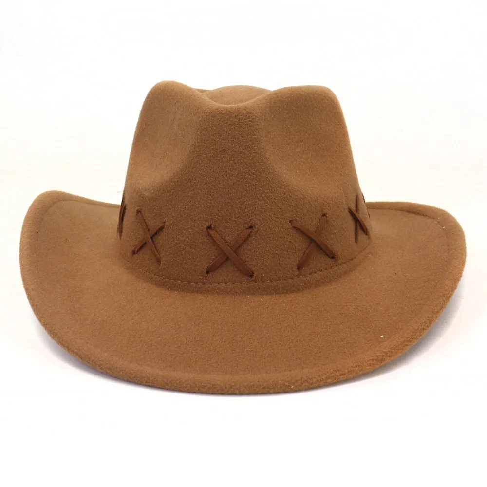 Winter Western Roll-Up Brim Jazz Cowboy Hat for Men and Women